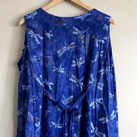 HIBISCUS COLLECTION HAWAII Dress Dragonfly Print Sleeveless Blue Size XL - Picture 4 of 8